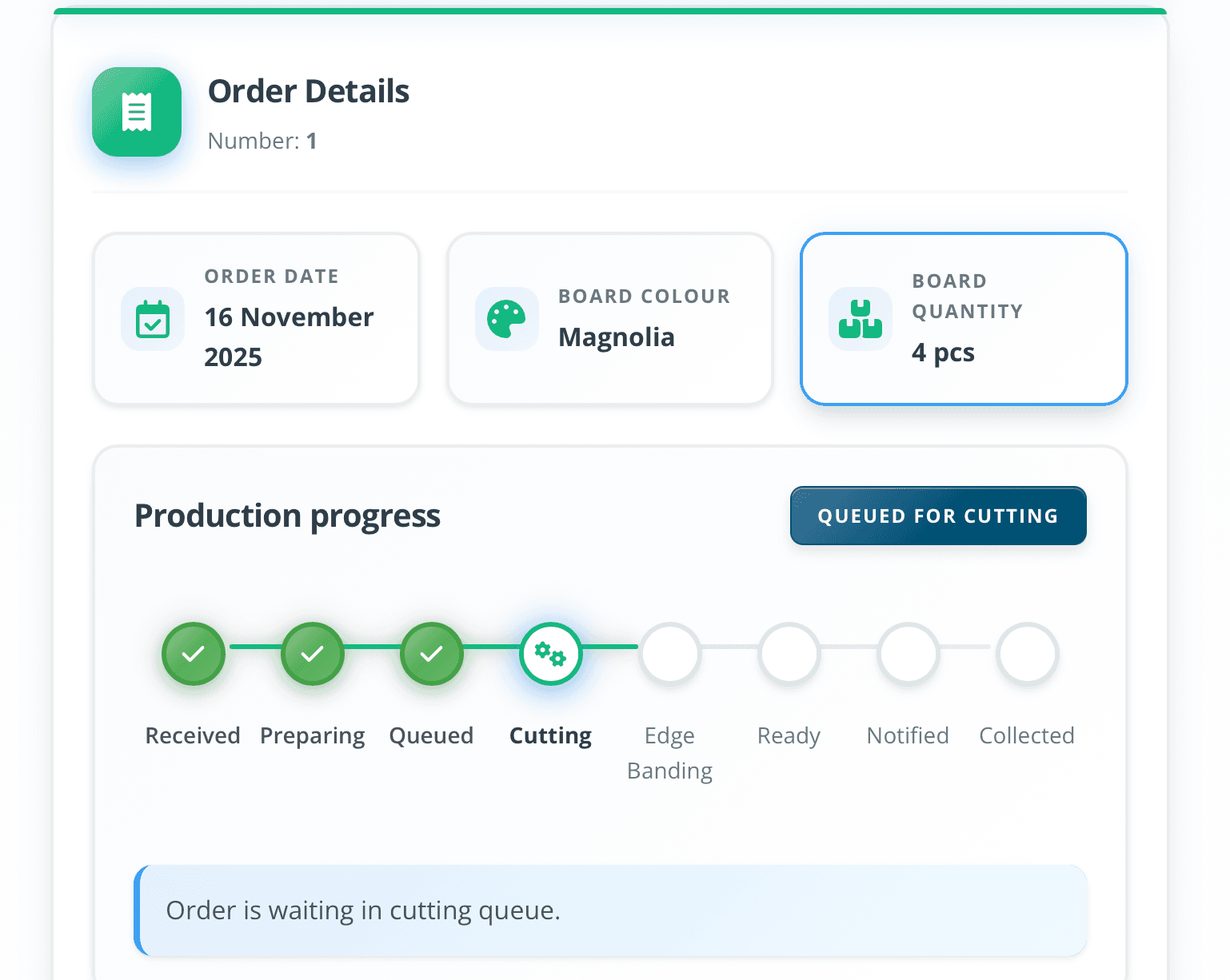 Public order tracking page